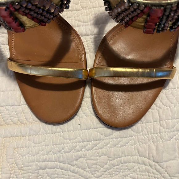 Tory Burch 100MM - Fabric - Leather - Metallic Size 9.5 Preloved EUC - Picture 9 of 10
